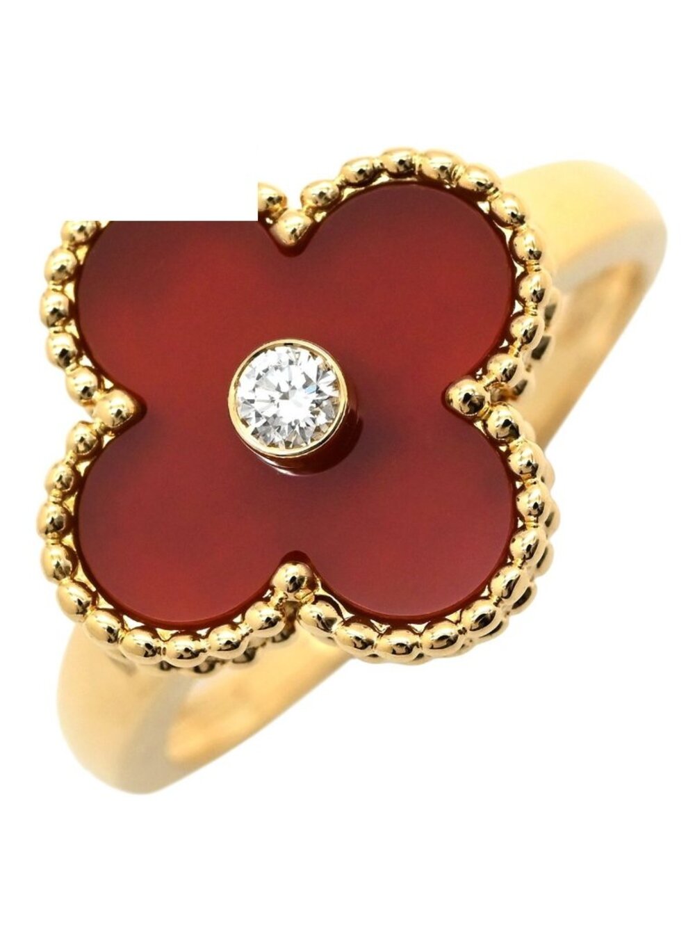 Van Cleef & Arpels Ring Vintage Alhambra Red Yellow Gold 54 750 Diamond